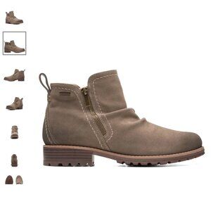 Clarks Aspra Walk Waterproof Taupe Suede Boots Women’s Size 7.5